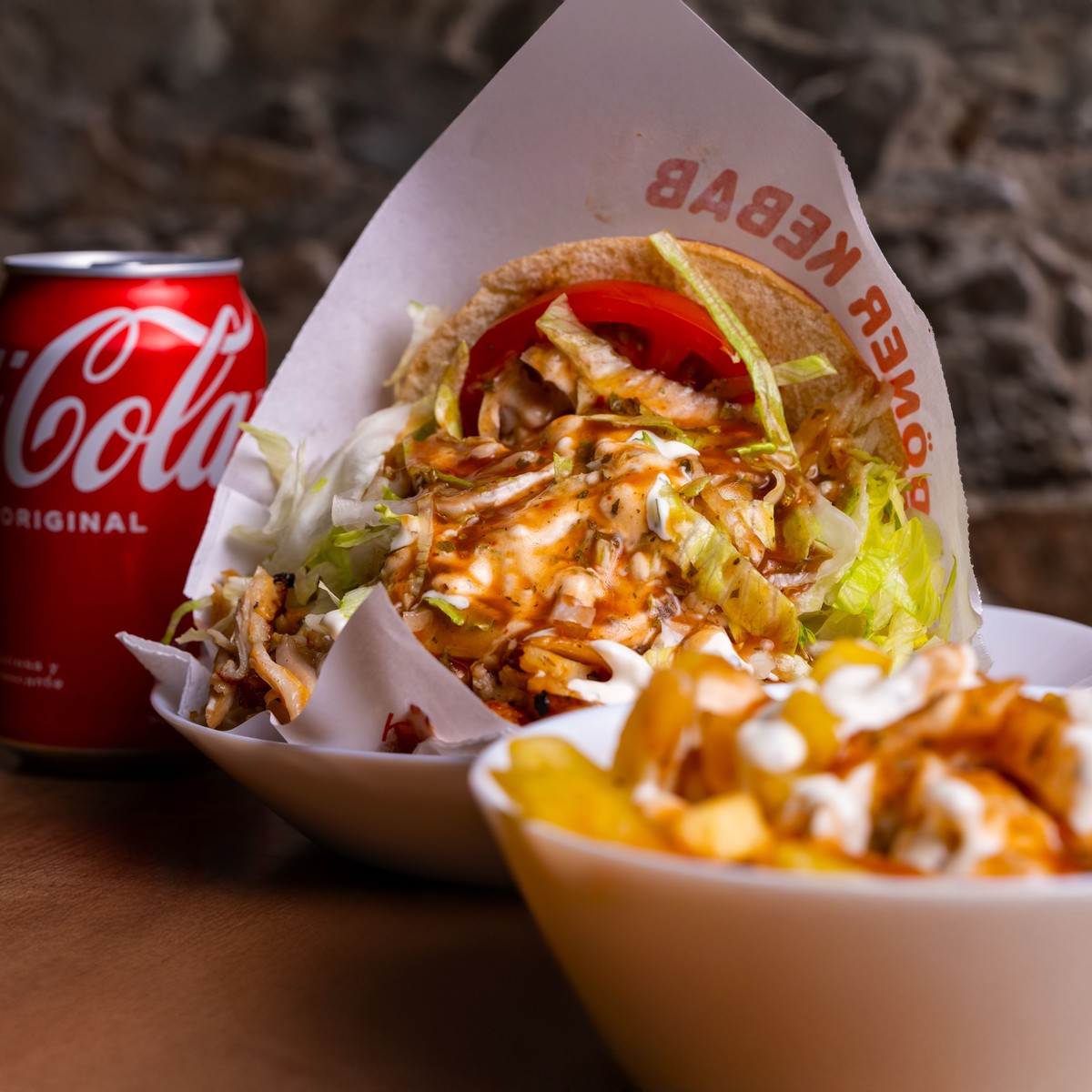 Doner kebab meal with chips
